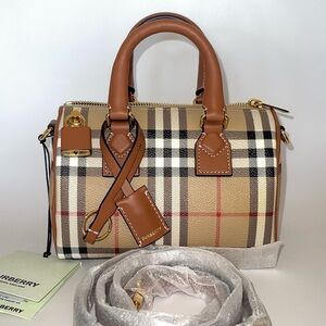 Burberry Beige and Brown Plaid Satchel